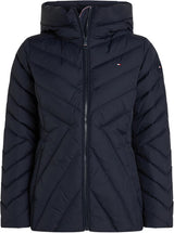 Tommy Hilfiger Cazadora de Plumas Mujer Down Jacket con Capucha, Azul (Desert Sky), XS