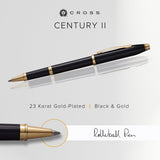 Cross Century II - Roller ball con detalles en oro, color negro