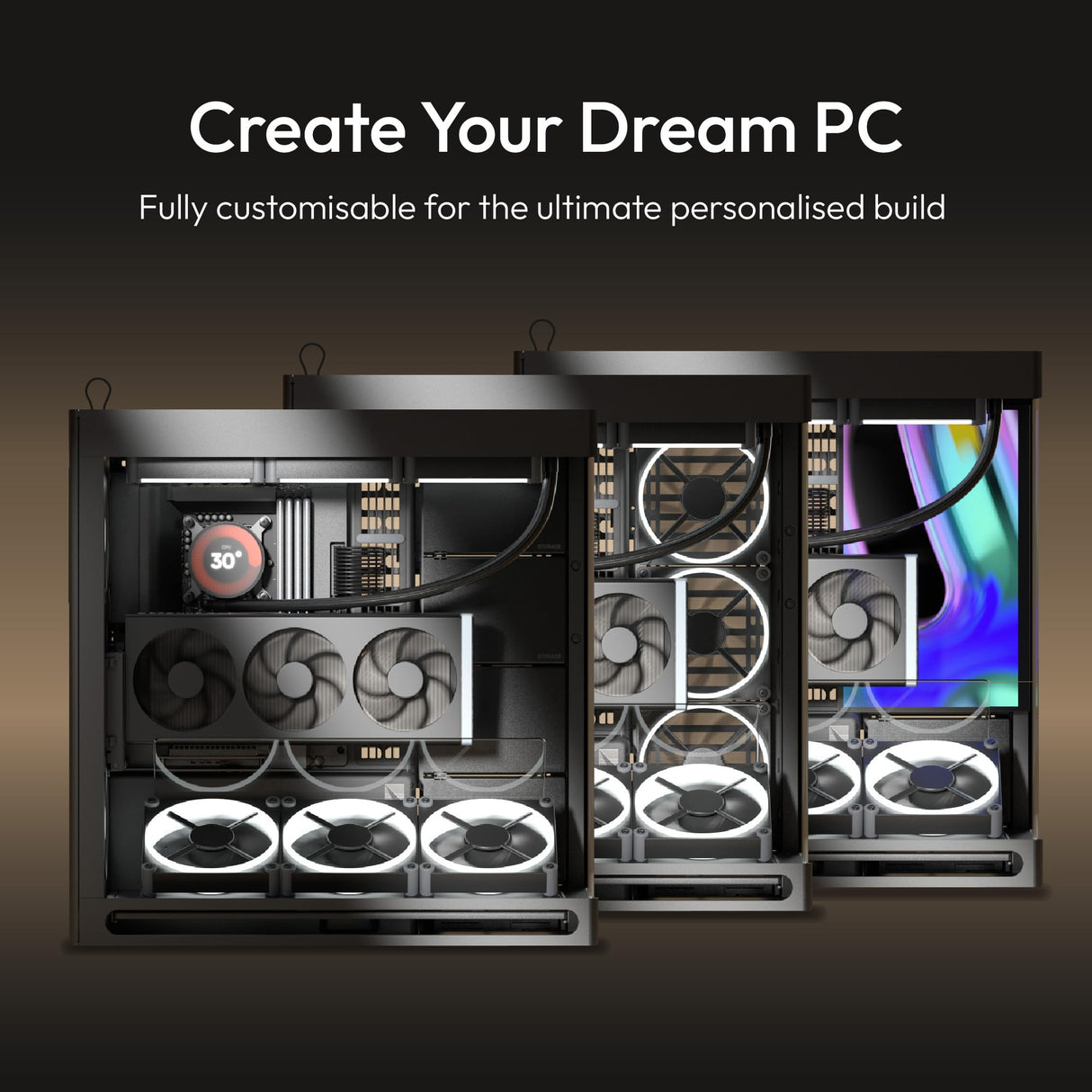 HAVN HS 420 VGPU Dual Chamber ATX Mid Tower PC Case Black | PCIe 5.0 Vertical GPU Kit, 11x 140mm Fans & 3X 420mm Radiator Support, SimpliCable Management, Vidrio Templado, PWM Fan Hub
