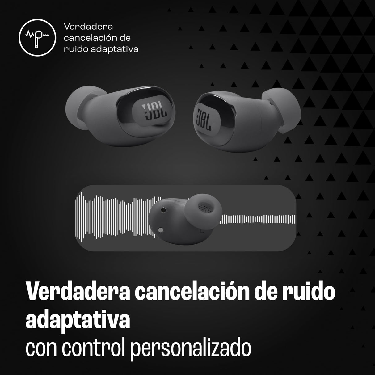 JBL Live Buds 3 Auriculares inalambricos de botón,True Wireless con cancelación de ruido adaptable, hasta 40 horas de reproducción, Bluetooth, audio de alta resolución, negro
