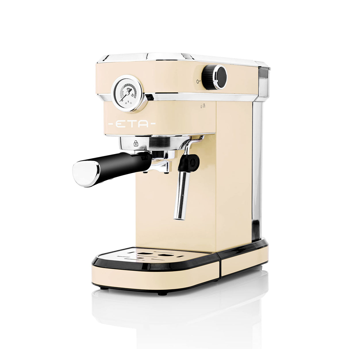 ETA Storio Portafilter I Beige I Espresso Machine I Boquilla de espuma de leche I 20 Bar I Tanque de agua de 750 ml I 1350 W