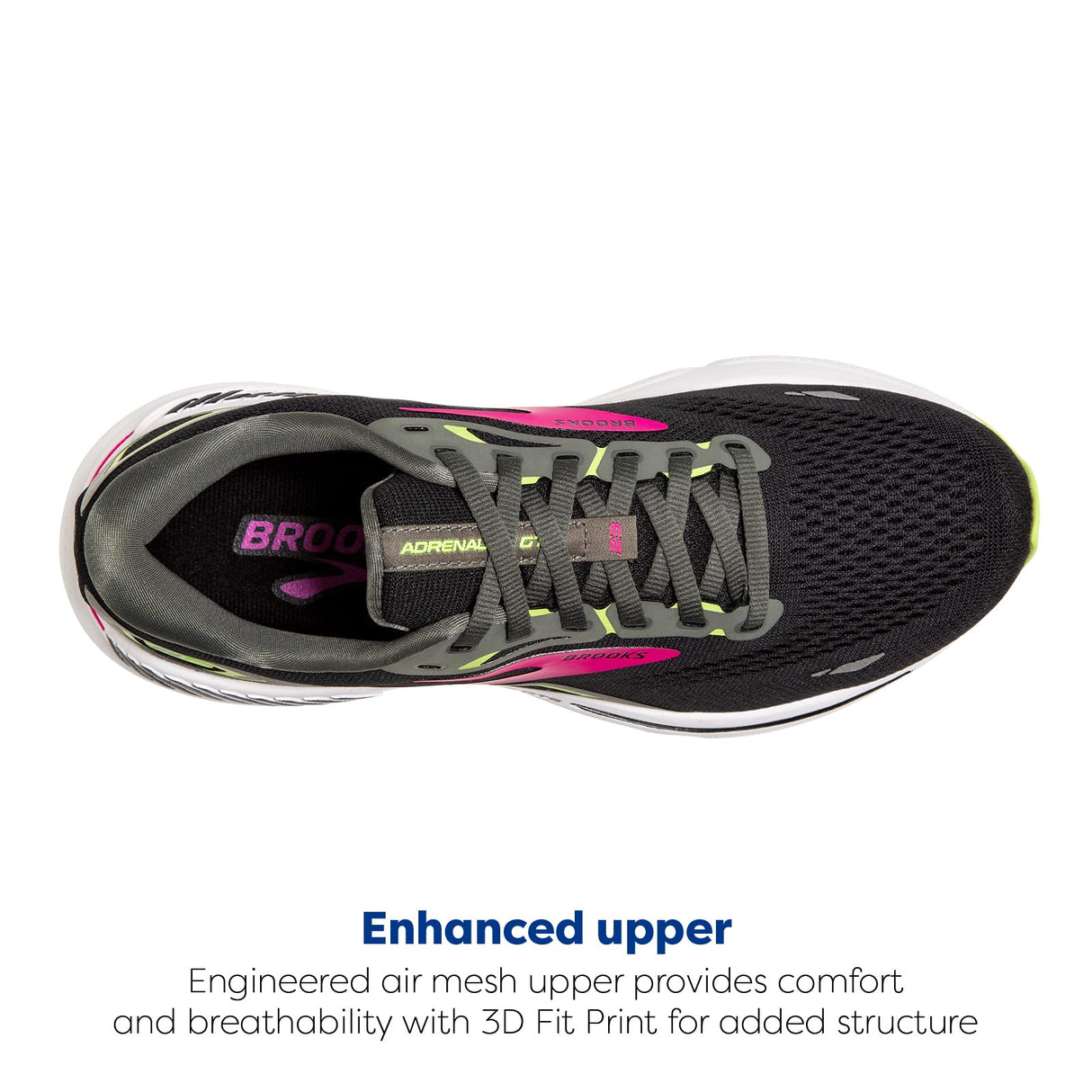 Brooks Adrenaline Gts 23, Sneaker Mujer, Negro Black Gunmetal Sharp Green 1d0, 35.5 EU