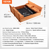 VEVOR Caja de Arena de Madera de 133 x 120 x 43 cm Arenero con Bancos Plegables y Revestimiento Inferior Caja de Arena de Madera para Niños de 3 a 12 Años para Exteriores, Patio, Playa, Parque