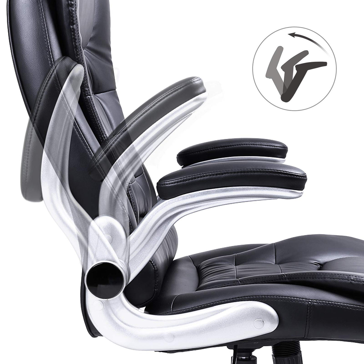 SONGMICS Silla de Oficina con Respaldo Alto, Reposacabezas y Asiento Gruesos, Reposabrazos Elevables, Silla Giratoria Ergonómica, Negro OBG51B