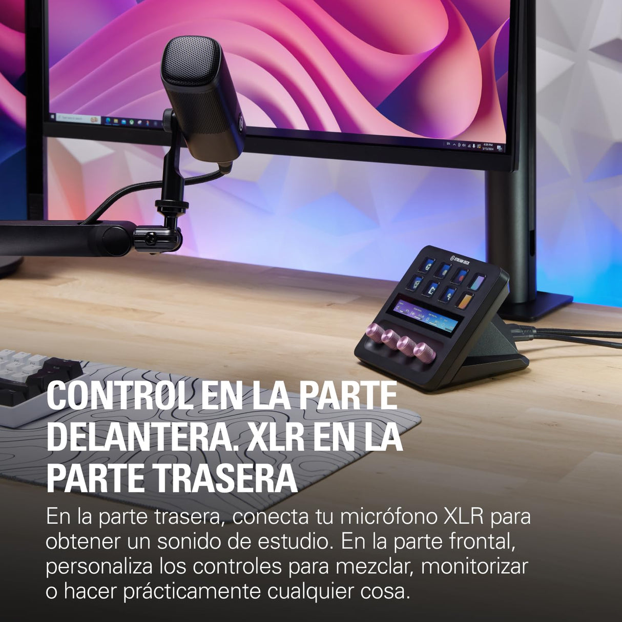 Elgato XLR Dock – Para Stream Deck +, interfaz de micrófono XLR a USB, mezclador de audio personalizable, 75 dB ganancia/alimentación Phantom/Clipguard – Mac/PC, Stream Deck no incluido