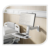 PureMounts Soporte para Monitor con Bandeja para Teclado, Soporte de Pared para Pantalla con Bandeja para Teclado, Ajustable en Altura, Giratorio, Inclinable, Estación de Trabajo de Pie, Blanco