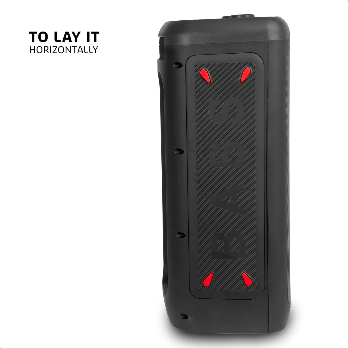 Ibiza - COLUMBA700 - Potente altavoz Bluetooth para karaoke con LED, TWS, USB-C, prioridad de micrófono - 2 entradas de micrófono, grabación, efectos de luz - USB, MicroSD - Negro