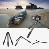 SIRUI 152cm Trípode de Viaje AM-284, Compacto Trípode para Cámara con Tubo de Extensión SL-200, Carbono Trípode Fotográfico con Patas de 4 Secciones para Videocámara, DSLR, Carga Máxima 15kg