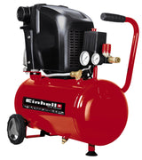 Einhell Compresor con cable - TE-AC 230/24/8. 1500 W, máx. 8 bar, depósito: 24 l, lubricación: aceite, antivibración, válvula de retención, tornillo de vaciado, 2 manómetros