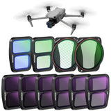 NEEWER Juego de Filtro ND y Efecto Compatible con dji Air 3, 10 Pack Snap On HD ND8/ND16/ND32/ND64/ND128/ND256 Densidad Neutra/Polarización CPL/Reducción de Lumínica/8x Estrella/Racha Azul Anamórfico
