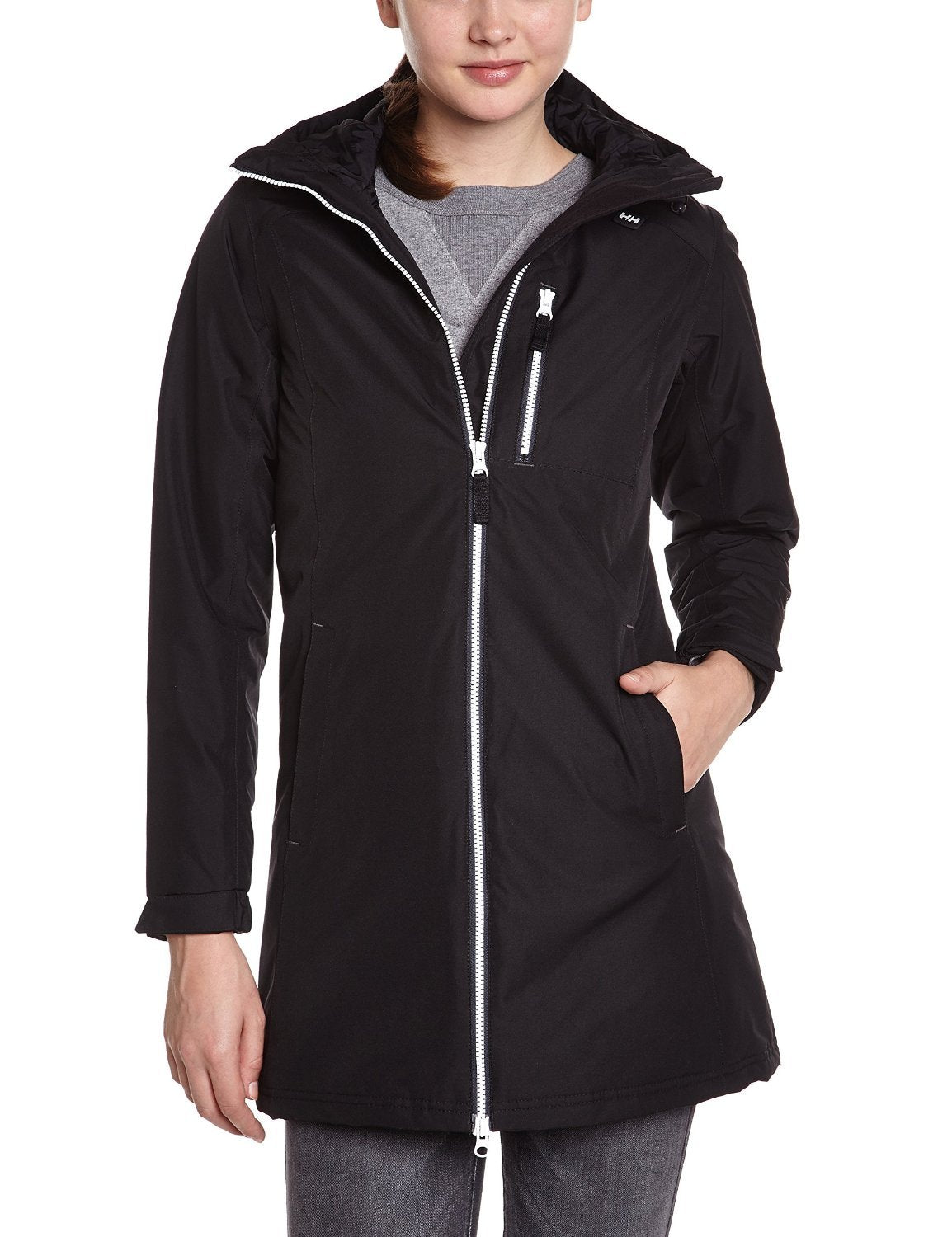 Helly Hansen Women Long Belfast Jacket - Waterproof, Windproof and Breathable Fabric, Full-Zip Raincoat with Mesh Liner