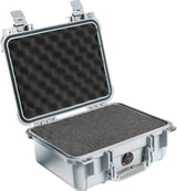 PELI Protector 1400 caja estanca de polipropileno para cámaras, drones, sistemas electrónicos y ópticos, IP67 estanca, 9L de capacidad, fabricada en Alemania, con espuma personalizable, color gris
