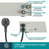 EtiamPro Cámara de vigilancia analógica, cámara de Seguridad para Exteriores, cámara Bala, Impermeable, Resistente a la Intemperie, 750 líneas de TV, cilíndrica, Cable único para alimentación y señal