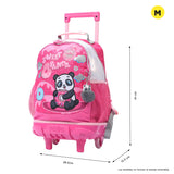 TOTTO - Mochila Escolar con Ruedas, Modelo Sweet Panda M, Mochila Mediana, Capacidad 14 L, 2 Compartimentos, 2 Bolsillos Botella, Protección contra Impactos, Cómodas Correas Ajustables, Color Rosa