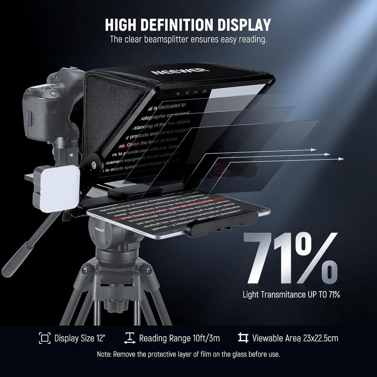 NEEWER Teleprompter con Montaje Cámara Tipo Arca, Zapatos Fríos,RT113 Remoto para NEEWER Teleprompter APP, Enseñanza Línea/Vlogger/Live Streaming Prompter para Tableta iPad, sin Ensamblaje, X12II