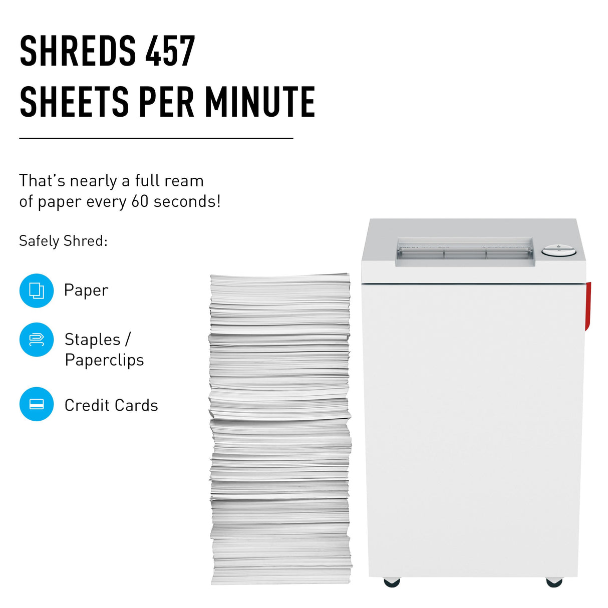 Ideal 2465 CC / 4 x 40 mm Strip shredding Color Blanco - Triturador de Papel (Strip shredding, 24 cm, 50 L, Color Blanco, 18 g/m², 580 W)