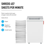 Ideal 2465 CC / 4 x 40 mm Strip shredding Color Blanco - Triturador de Papel (Strip shredding, 24 cm, 50 L, Color Blanco, 18 g/m², 580 W)