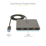 StarTech.com Adaptador de Vídeo Externo USB 3.0 a 4 Puertos HDMI - Conversor Windows - (no compatible con Mac/ChromeOS/Linux)