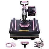 VEVOR 5 en 1 Máquina de Prensado por Calor con Prensa de Vaso de 887 ml, 290 x 380 mm, Prensa Térmico con Giro de 360° y Revestimiento de Teflón para Camiseta, Taza, Sombrero y Plato, Negro y Rosa