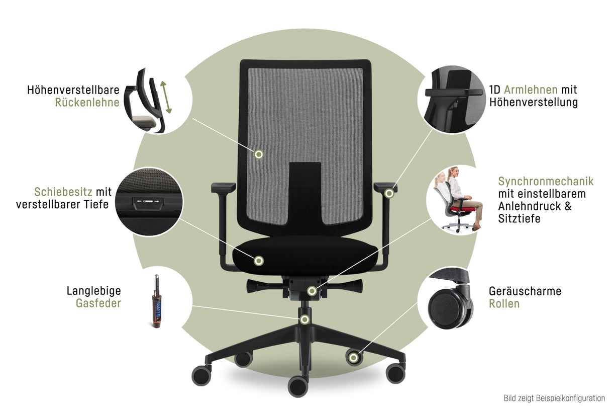 Sedus, Se:do Pro Light 2 - Silla de Oficina ergonómica con Membrana de Malla, Color Antracita, Altura Regulable