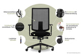 Sedus, Se:do Pro Light 2 - Silla de Oficina ergonómica con Membrana de Malla, Color Antracita, Altura Regulable