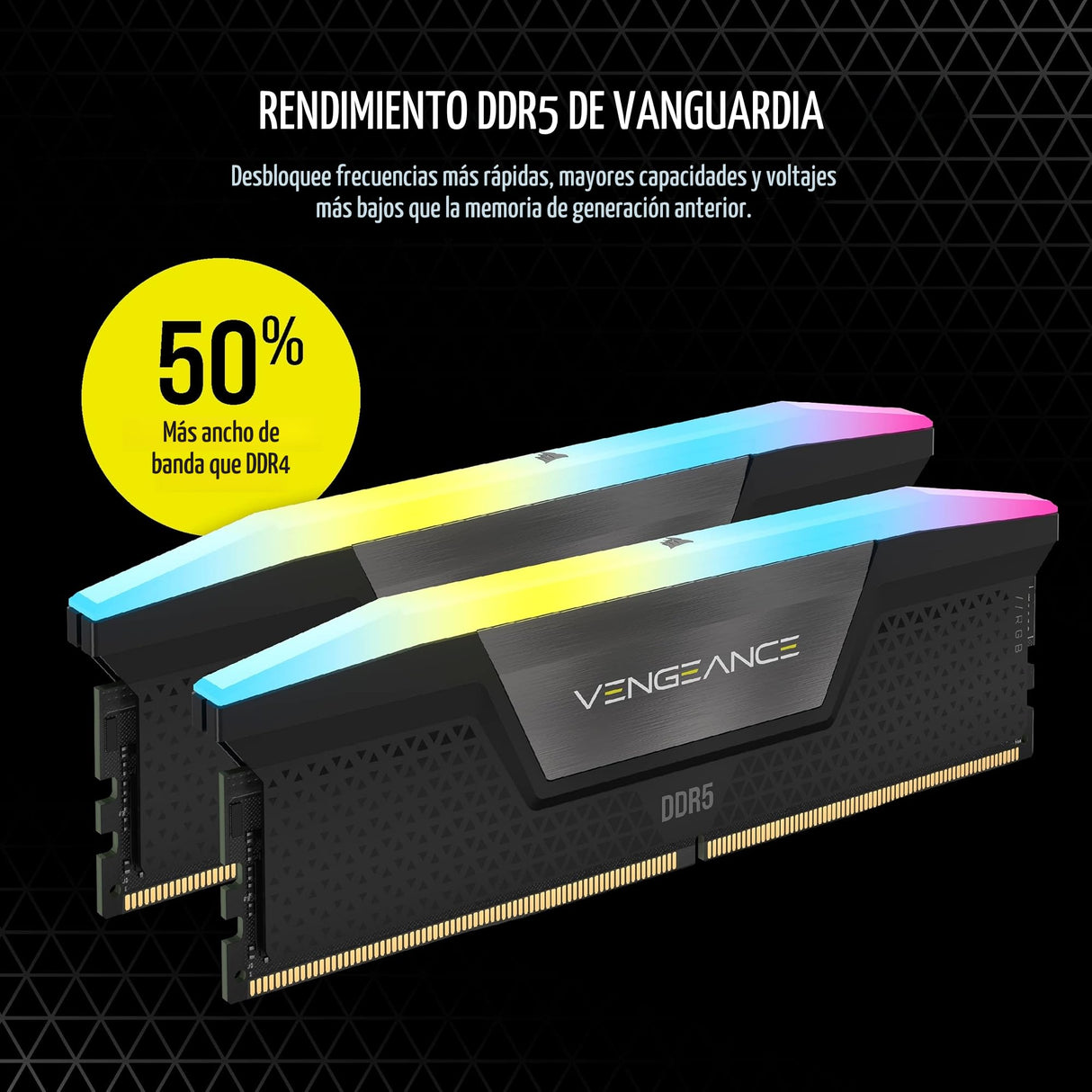 CORSAIR Vengeance RGB DDR5 48GB (2 x 24GB) hasta 5200MHz Intel RAM