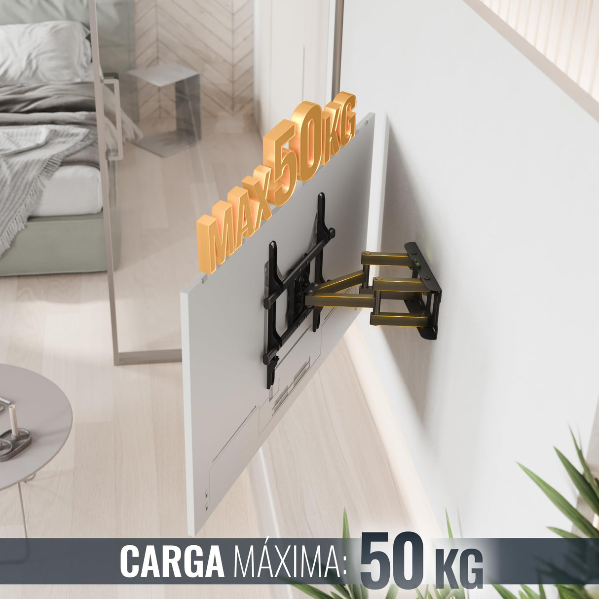 RICOO Soporte TV Pared 32-65" Pulgadas (81-165cm) S7244 Brazo articulado Giratorio Inclinable Colgador televisión Universal VESA 200x200-400x400 Negro