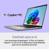 Dell Inspiron 14 (5441) Laptop Copilot+ PC FHD+ 14", Procesador Snapdragon X Plus, Graphic Qualcomm Adreno, 16GB RAM, 512GB SSD, Windows 11 Home, Teclado Retroiluminado QWERTY Español Titan Grey