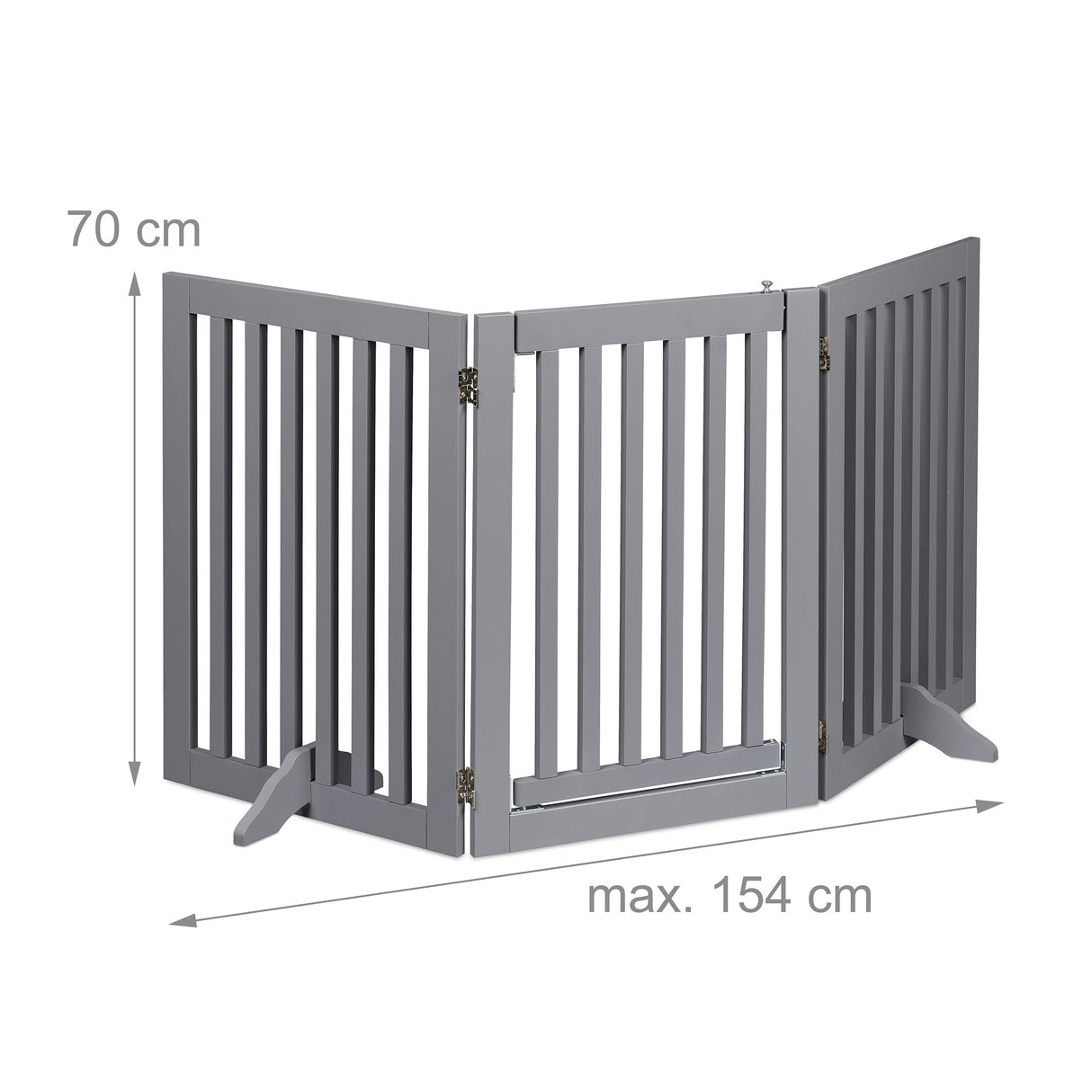 Relaxdays Barrera Seguridad Niños y Animales, Valla Protección Mascotas, Puerta, 70x154cm, Plegable, 3 Paneles, Gris, Tablero de Fibras