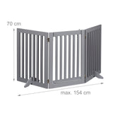 Relaxdays Barrera Seguridad Niños y Animales, Valla Protección Mascotas, Puerta, 70x154cm, Plegable, 3 Paneles, Gris, Tablero de Fibras