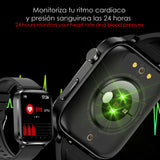 DAM Smartwatch F100 con Terapia de Salud con láser de Doble sonda. Monitor de O2, tensión y termómetro. Varios Modos Deportivos. 3,7x1,1x4,2 Cm. Color: Negro
