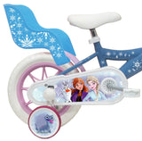 Vélo ATLAS Bicicleta de 12 Pulgadas para niña, diseño de Frozen, con 1 Freno, Cesta Delantera, portamuñecas traseras, Guardabarros, cárter y estabilizadores, Niñas, Azul Celeste, 12''