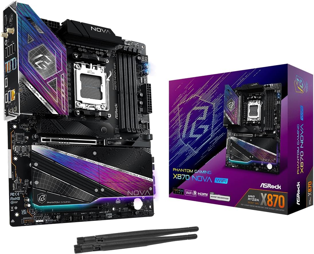 ASRock X870 Nova WiFi AM5 ATX HDMI/USB-C DDR5 - AMD Sockel AM5 (Ryzen Zen4) - ATX (90-MXBT20-A0UAYZ)