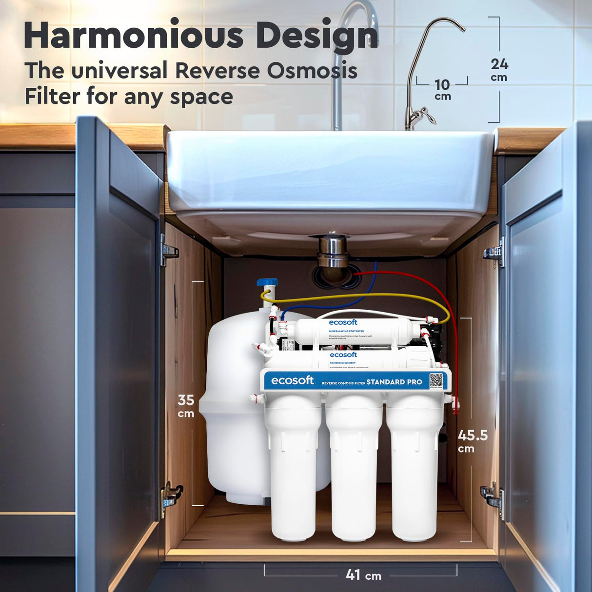 Ecosoft Standard PRO Filtro de Ósmosis Inversa - Con Bomba Integrada, Purificación Eficiente y Fácil Instalación