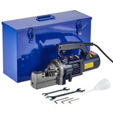VEVOR Cortadora de Varillas de Refuerzo Hidráulica Eléctrica, 1350 W, hasta 4-22 mm en 3,5 Segundos, Acero Alta Potencia con Estuche de Herramientas y Lata de Aceite, Negro y Azul, 420 x 125 x 230 mm