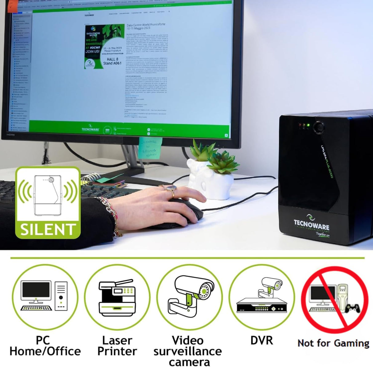 Tecnoware SAI Era Plus 2000 - Sistemas de Alimentación Ininterrumpida - 6 salidas IEC - Autonomía: 30 min/PC o 150 min/Módem Router - Potencia 2000 VA