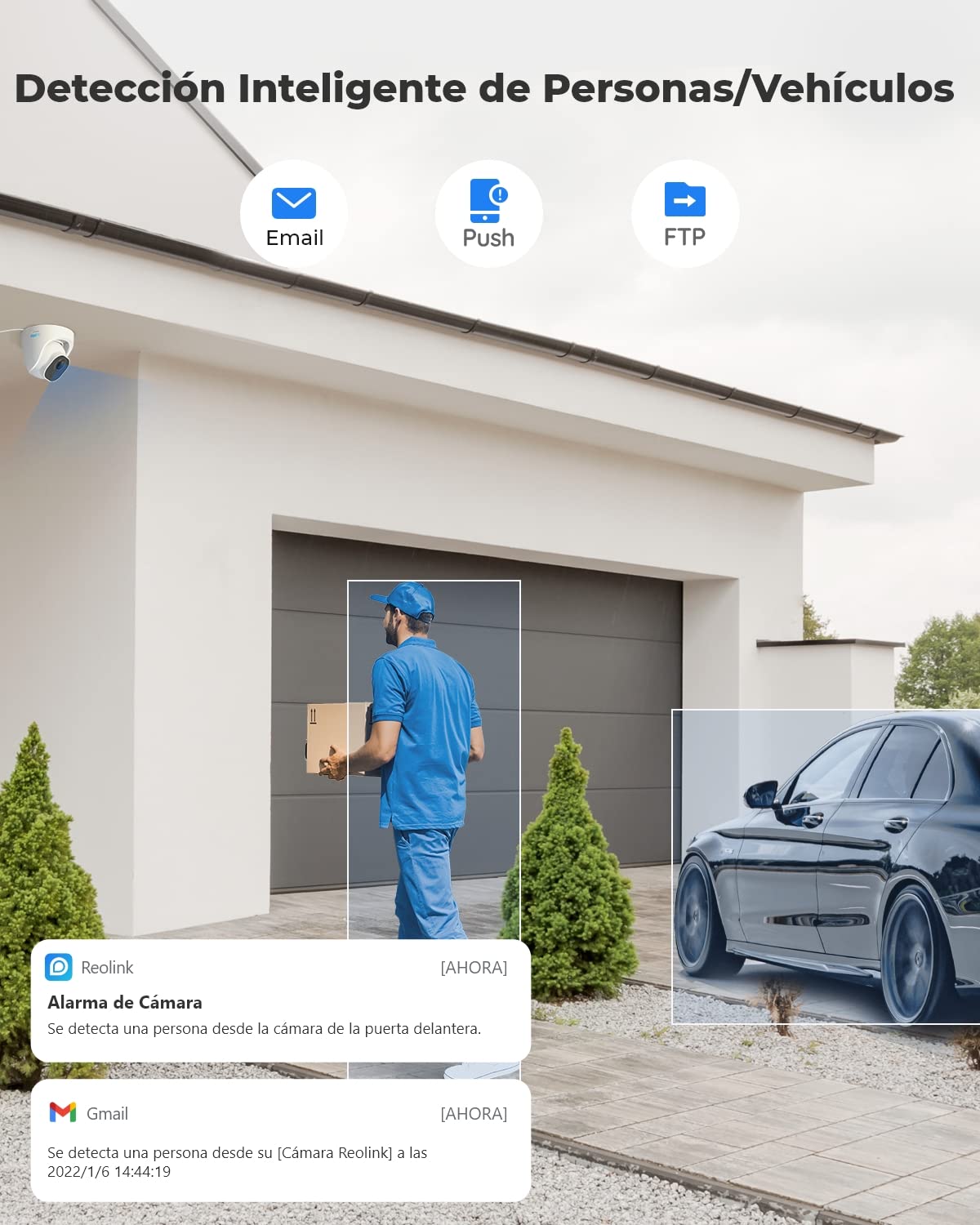 Reolink 4K 8MP Camara Vigilancia PoE Exterior con Detección de Personas/Vehículos/Mascota, Domo IP Cámara de Seguridad Impermeable, Alertas Inteligente, Grabación de Audio, Lapso de Tiempo, RLC-820A