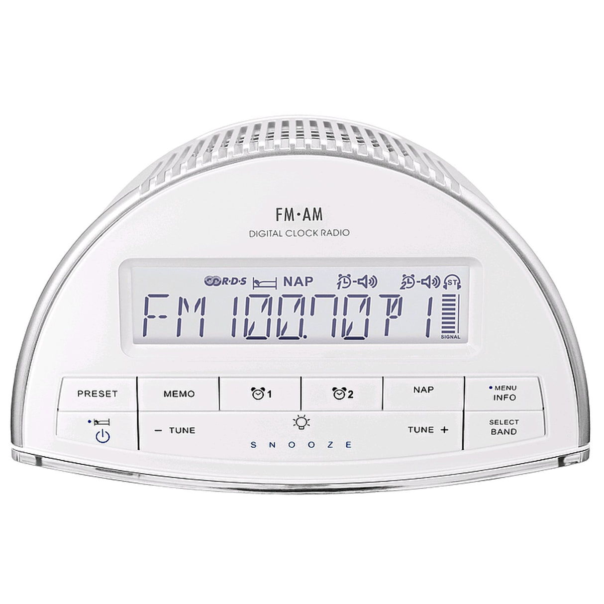Sangean RCR9W RCR-9 - Radio Reloj Digital FM/Am con Alarma, Blanco
