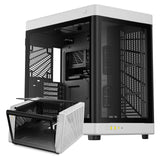 GAMDIAS NESO P1 - Carcasa ATX de Torre Completa Negra y Blanca - Apertura de Giro con un Solo Toque - Panel panorámico de Vidrio Templado - Doble Cahmber - Doble orientación - Alto Flujo de Aire -