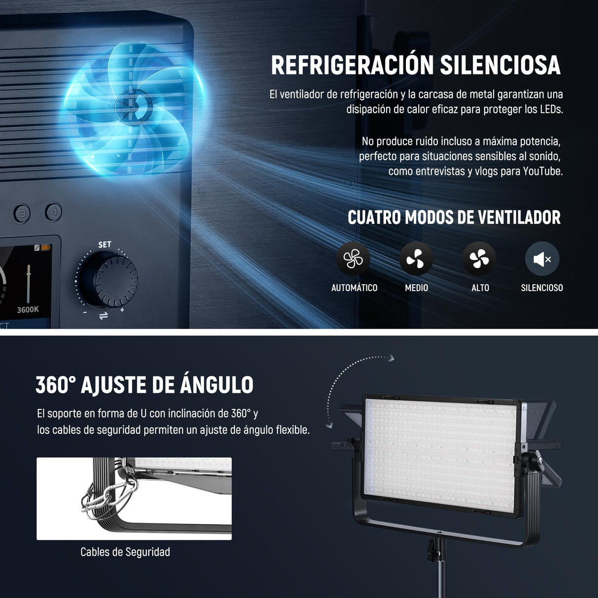NEEWER 100W Bicolor LED Panel Luz Video Kit, 960 LED 38600Lux@0.5m 2500K-8500K CRI96+/TLCI97+ 0-100% Atenuación, App/2.4G/Panel/Control DMX para Foto Estudio Pro Grabación Luz Escenario, AP100B