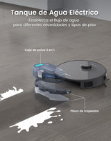 LEFANT M1 Robot Aspirador y Fregasuelos con mapeo, 5500Pa, 200 Min, Navegación Láser (LDS), Zona Prohibida, Aspirador Robot de 32 cm, Control WiFi/App/Alexa - Ideal para el Hogar Inteligente, Gris