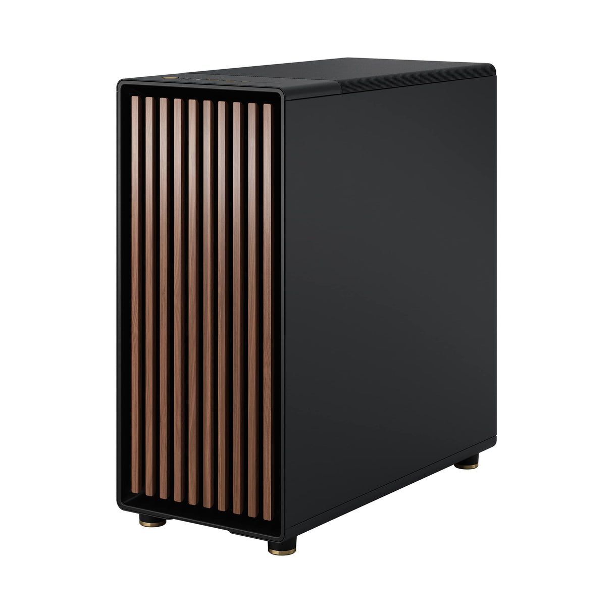 Fractal Design North Charcoal Black Tempered Glass Dark - Frente de Madera de Nogal - Panel Lateral de Vidrio - Incluye Dos Ventiladores Aspect PWM de 140 mm - Puerto USB Tipo C