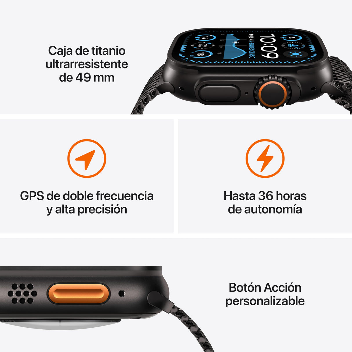 Apple Watch Ultra 2 GPS + Cellular Smartwatch, reloj deportivo con caja de titanio natural resistente 49 mm y Pulsera Milanese Loop en titanio Natural - Talla S. Monitor de entreno y neutro en carbono