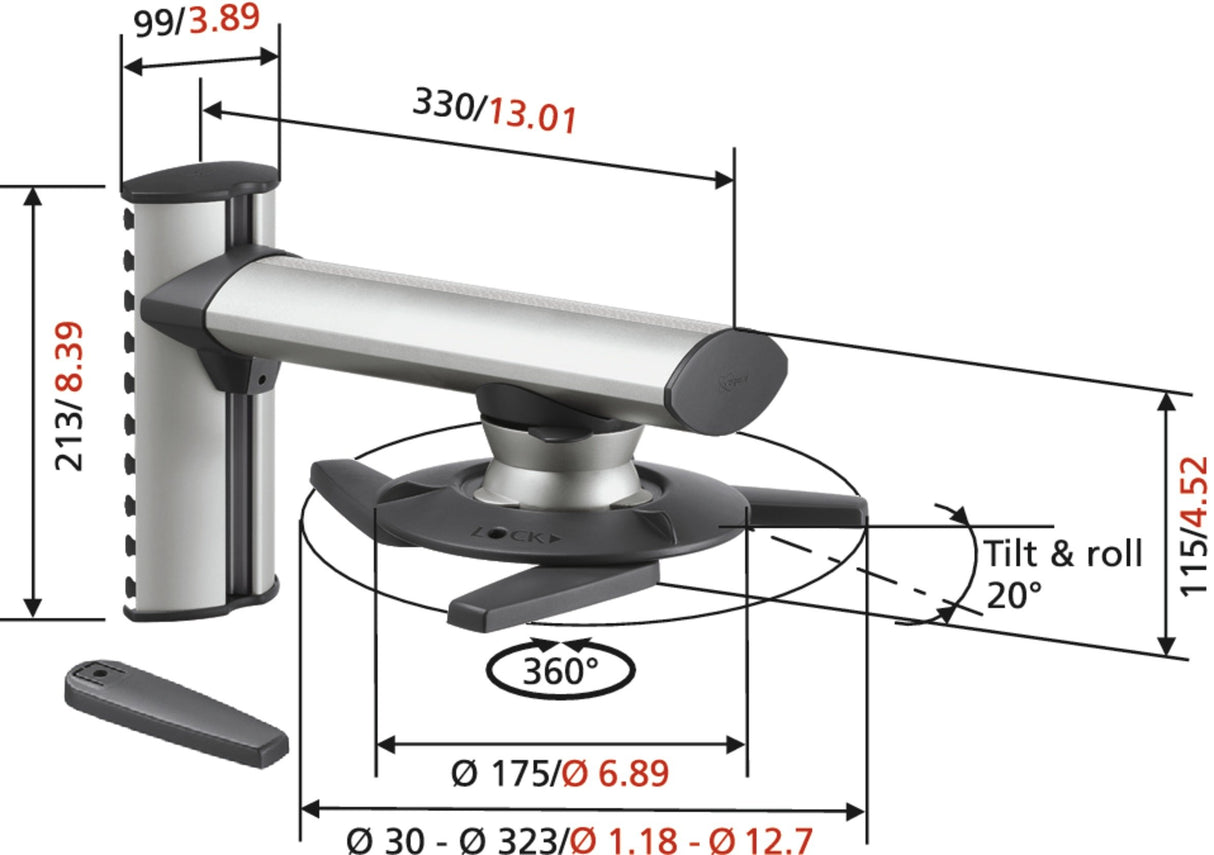 Vogel's EPW 6565, Soporte de Pared para Proyector, Inclinable 20º y Giratorio 360º, Máx 10 Kg