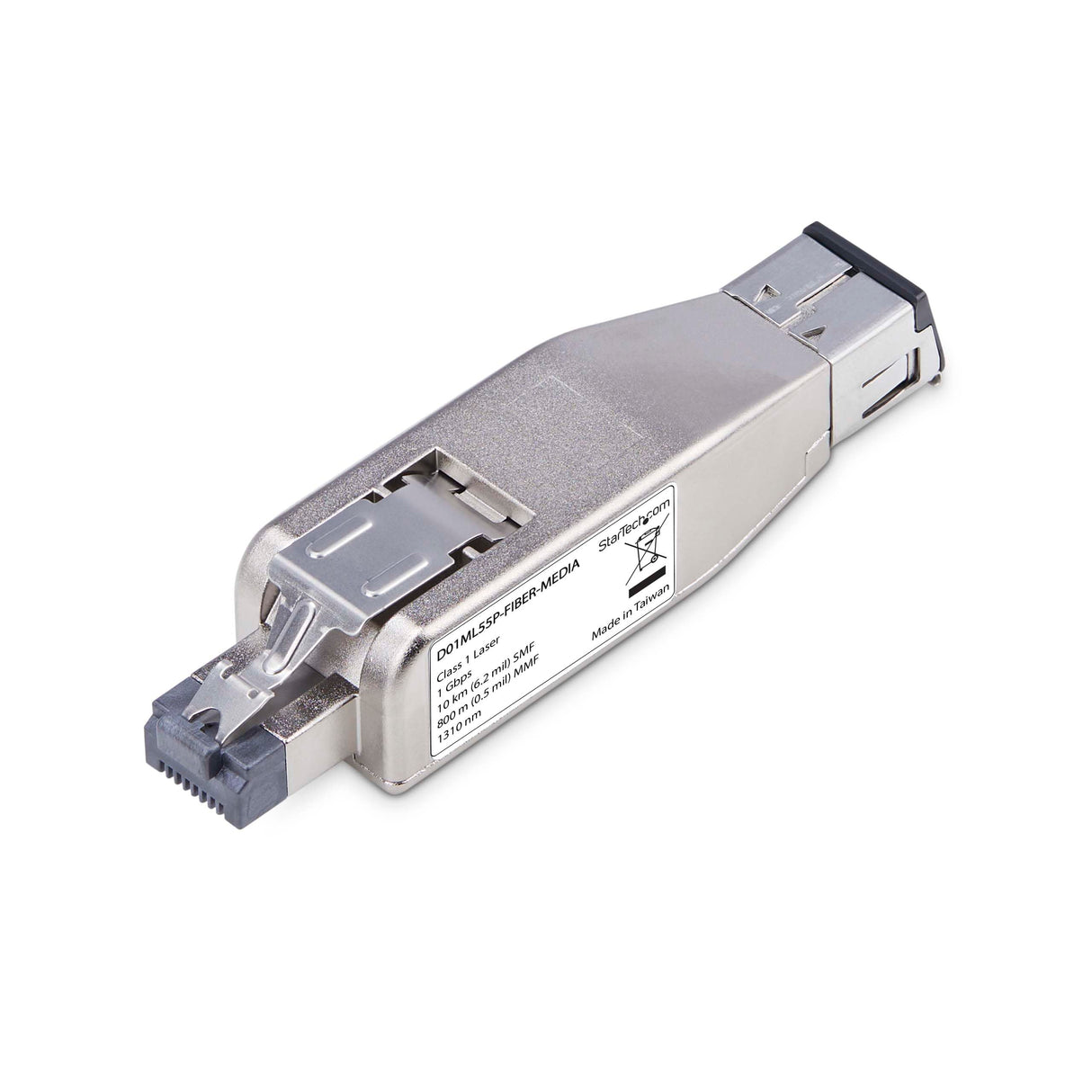 StarTech.com Dongle Conversor de Medios de Fibra Gigabit a Ethernet RJ45 - Alimentado por PoE - Mono/Multimodo - Metal