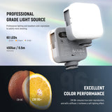 NEEWER Luz de Vídeo RGB Magnética Mini Luz LED Cámara 360° Todo Color con CRI96+ 2500-9000K 18 Escenas 3 Zapata Fría y 1/4" 2000mAh Recargable Portátil Iluminación Fotografía con Trípode/Selfie,BL60C