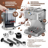 Cafetera espresso ProfiCook | cafetera espresso incl. portafiltro | bomba espresso italiana 20 bar | para café en polvo y cápsulas compatibles Nespresso | cafetera portafiltro | PC ES 1267
