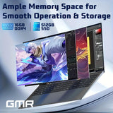 GMR - Portátil Full HD de 15,6 Pulgadas - Intel N95-16 GB de RAM DDR4 - SSD de 512 GB - Windows 11 Pro para el hogar, la Oficina y el Estudio - Teclado QWERTY