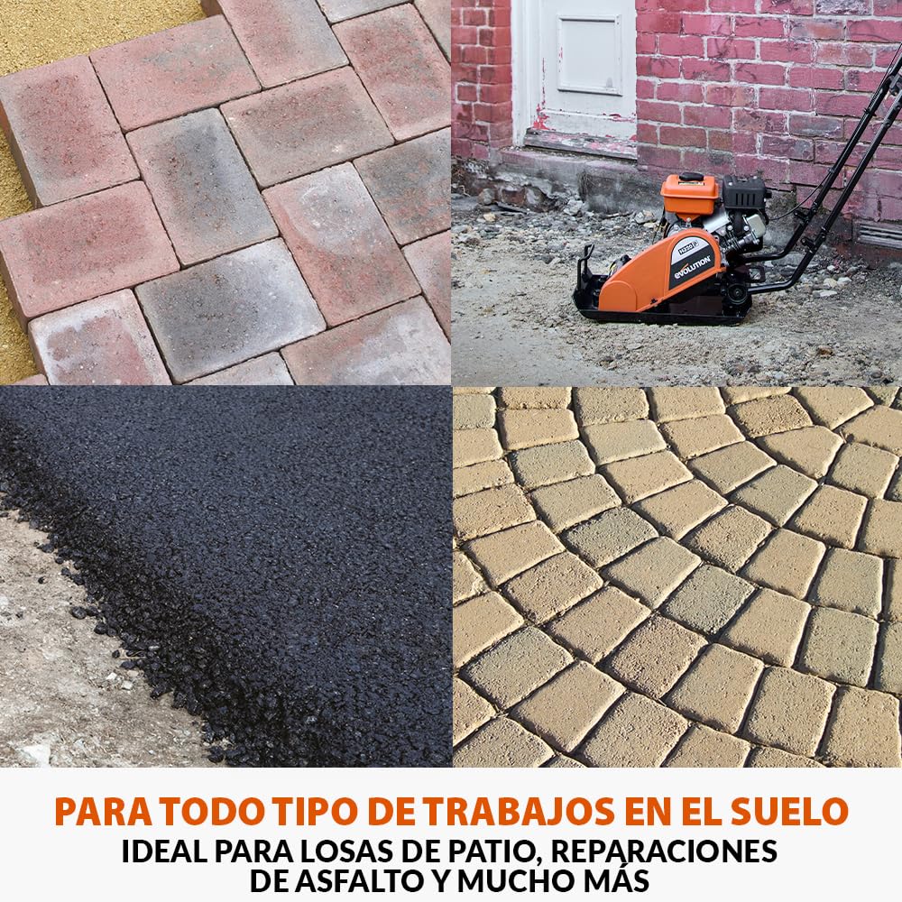Evolution Power Tools H320-P Hulk compactador de gasolina, Ideal para Nivelar Pavimento, Preparación de Terreno de Césped Artificial, Patio, Albañilería - 2 Años de Garantía