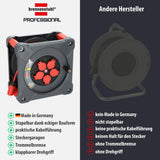 Brennenstuhl Carrete de Cable Profesional KA 3110 5 IP44 (Cable H07BQ-F 3G1,5 de 33 m en Rojo, Uso en Obra y Exterior Permanente, 5 enchufes de Seguridad, Made in Germany)